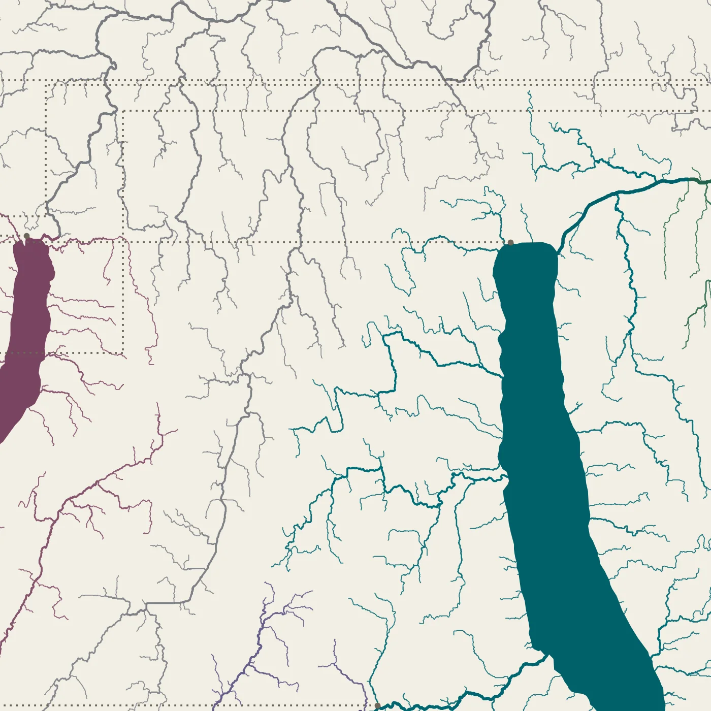 The Finger Lakes, detail at print scale